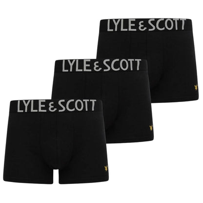 Black - Front - Lyle & Scott Mens Cotton Blend Boxer Shorts (Pack of 3)