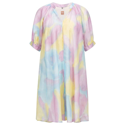 Multicoloured Print - Front - Boss Womens-Ladies Silk Mini Dress