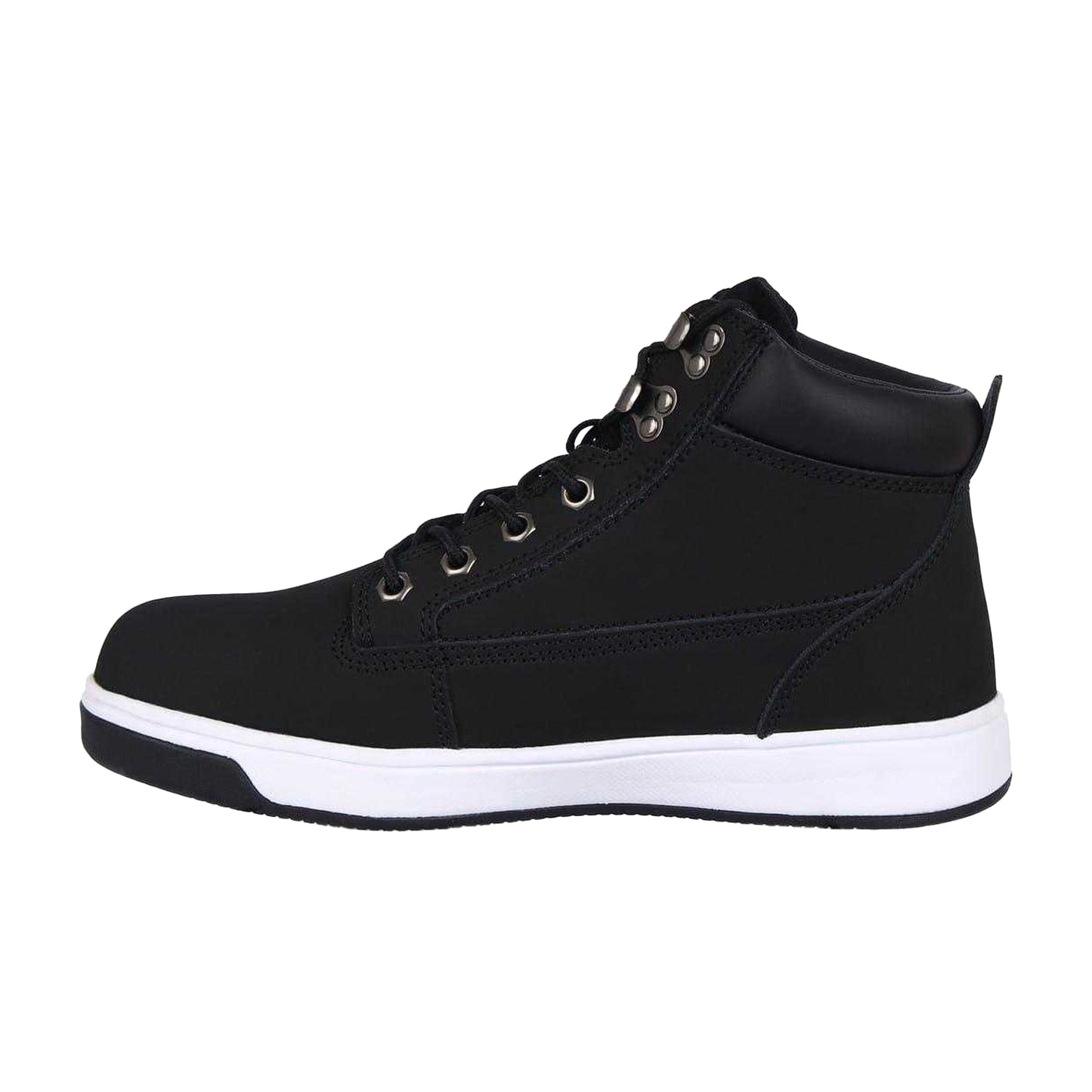 Black-White - Side - Dunlop Mens Nebraska Coated Leather Steel Toe Cap Flat Safety Boots