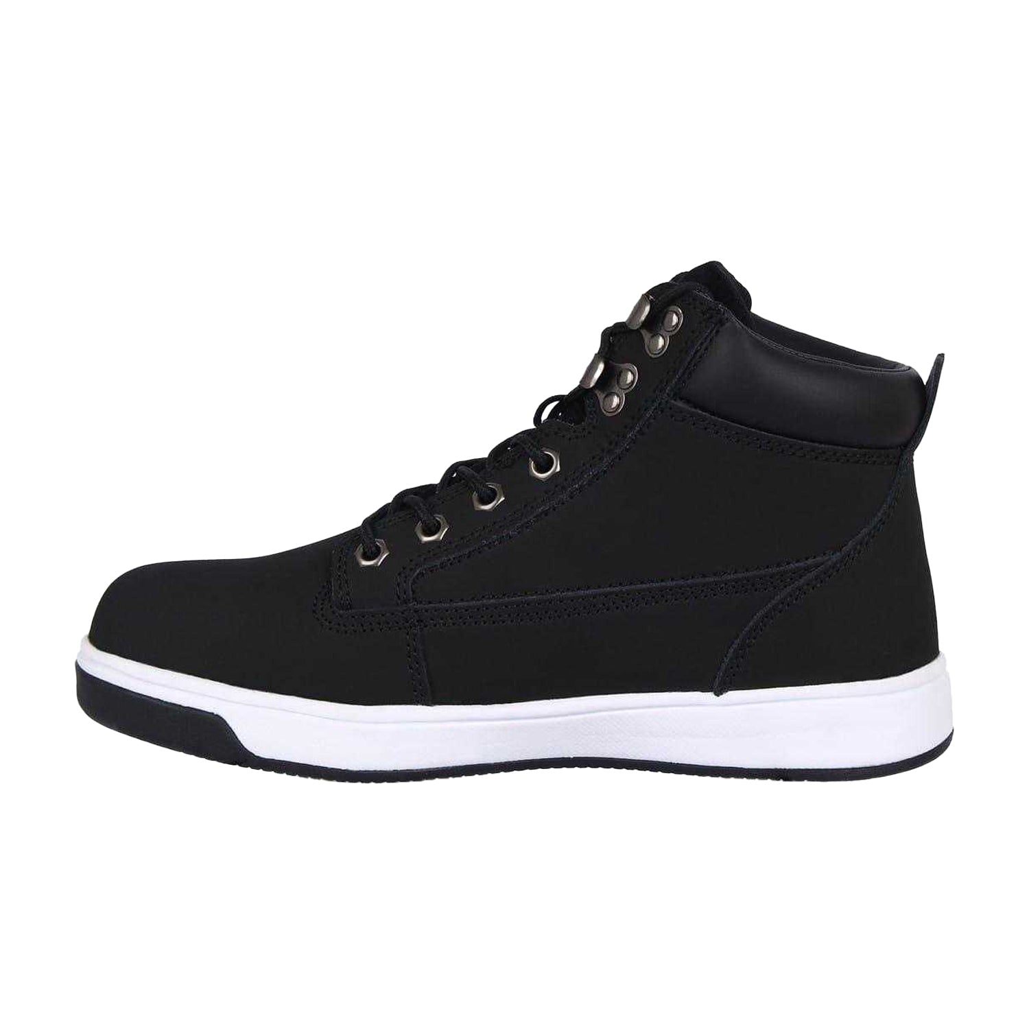 Black-White - Side - Dunlop Mens Nebraska Coated Leather Steel Toe Cap Flat Safety Boots