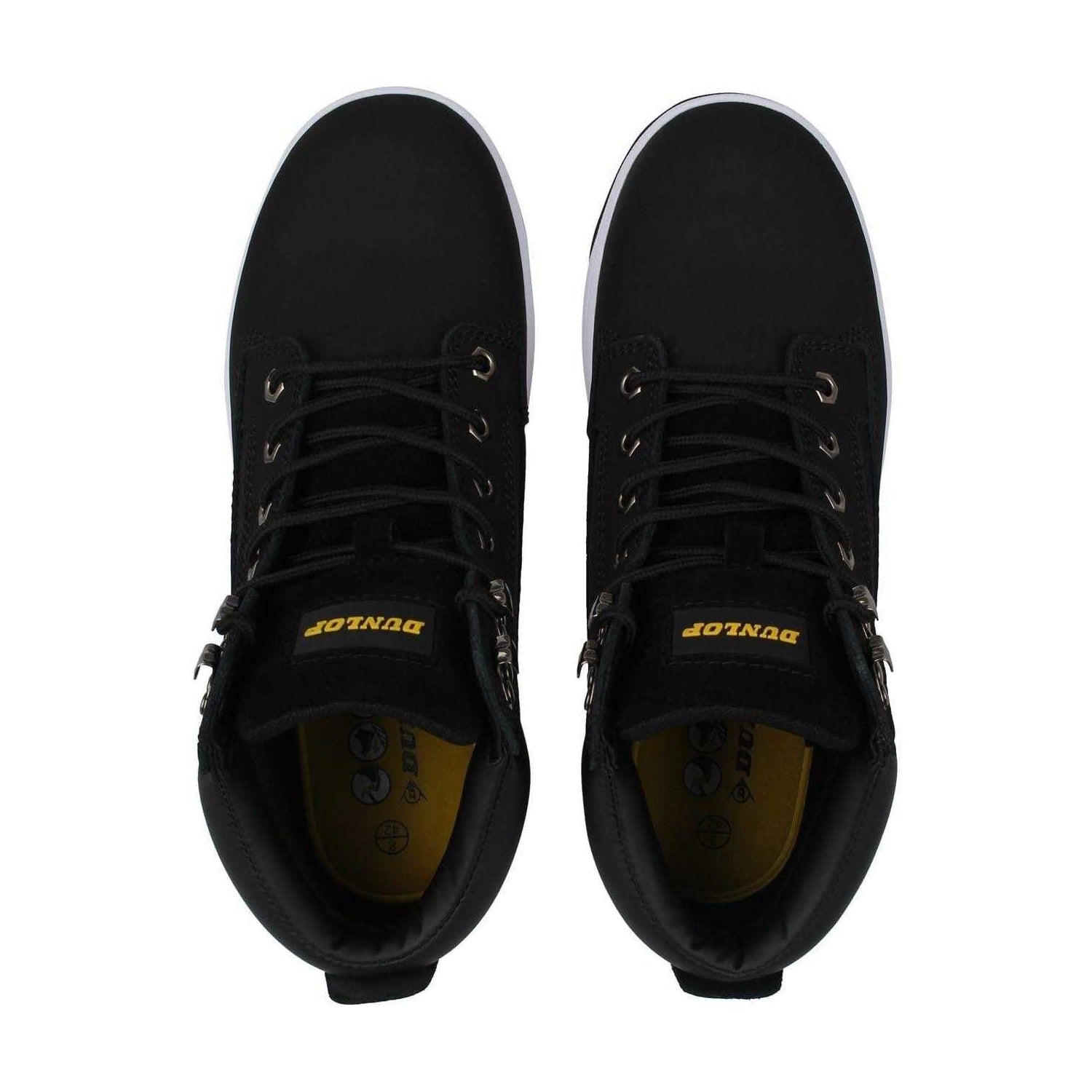 Black-White - Lifestyle - Dunlop Mens Nebraska Coated Leather Steel Toe Cap Flat Safety Boots