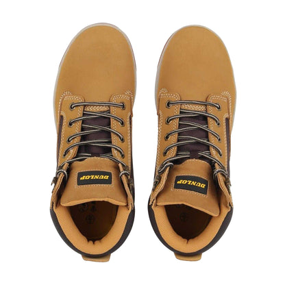 Honey - Side - Dunlop Mens Nebraska Coated Leather Steel Toe Cap Flat Safety Boots