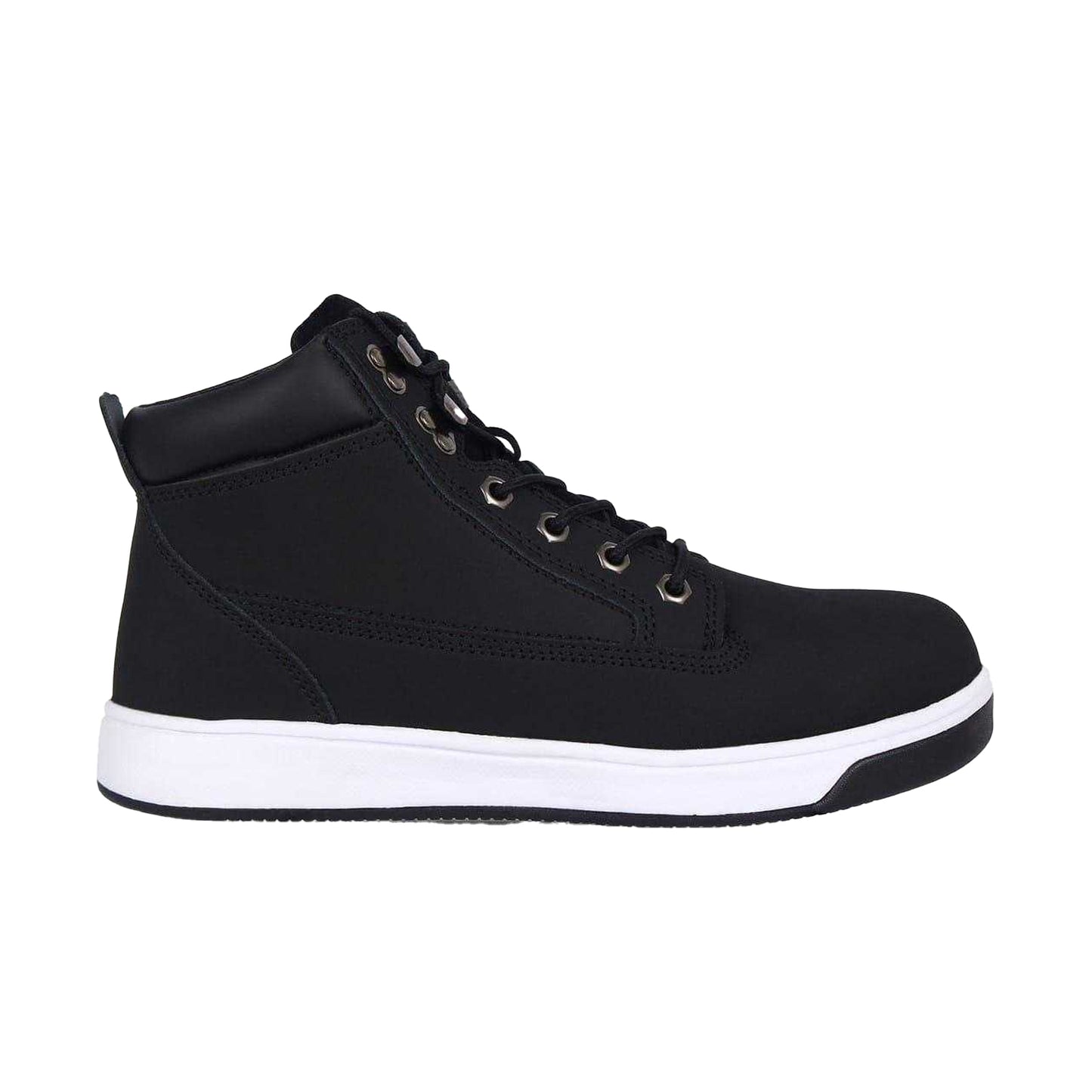 Black-White - Front - Dunlop Mens Nebraska Coated Leather Steel Toe Cap Flat Safety Boots
