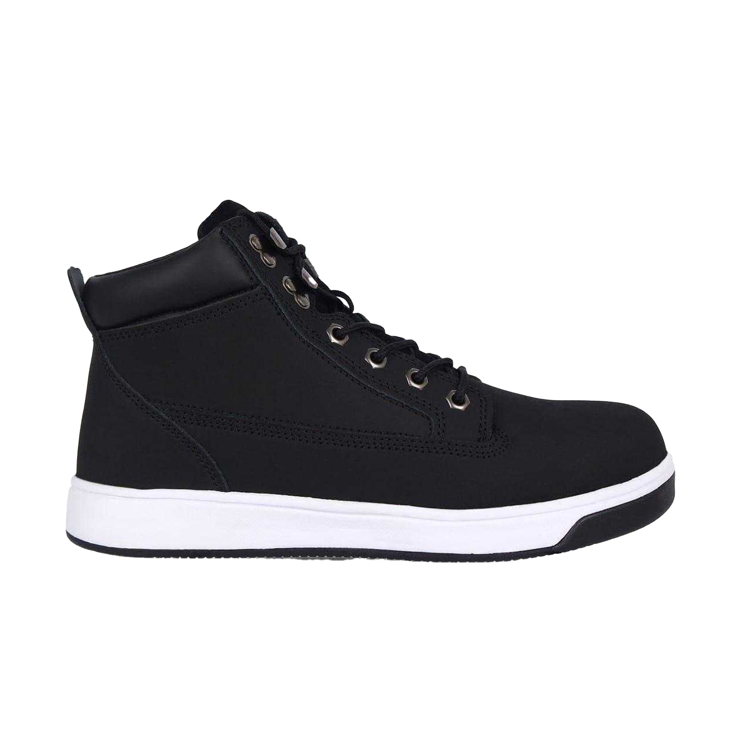 Black-White - Front - Dunlop Mens Nebraska Coated Leather Steel Toe Cap Flat Safety Boots