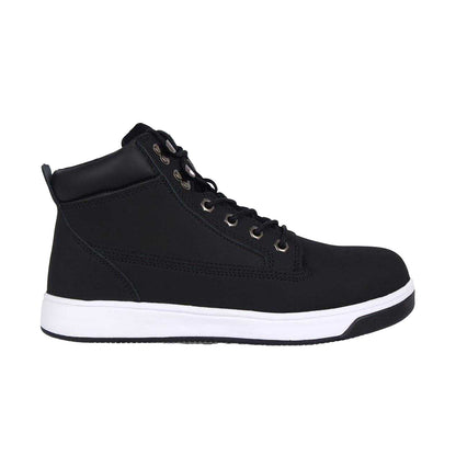 Black-White - Front - Dunlop Mens Nebraska Coated Leather Steel Toe Cap Flat Safety Boots