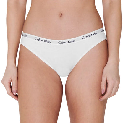 White - Side - Calvin Klein Womens-Ladies Carousel Cotton Blend Bikini Bottoms