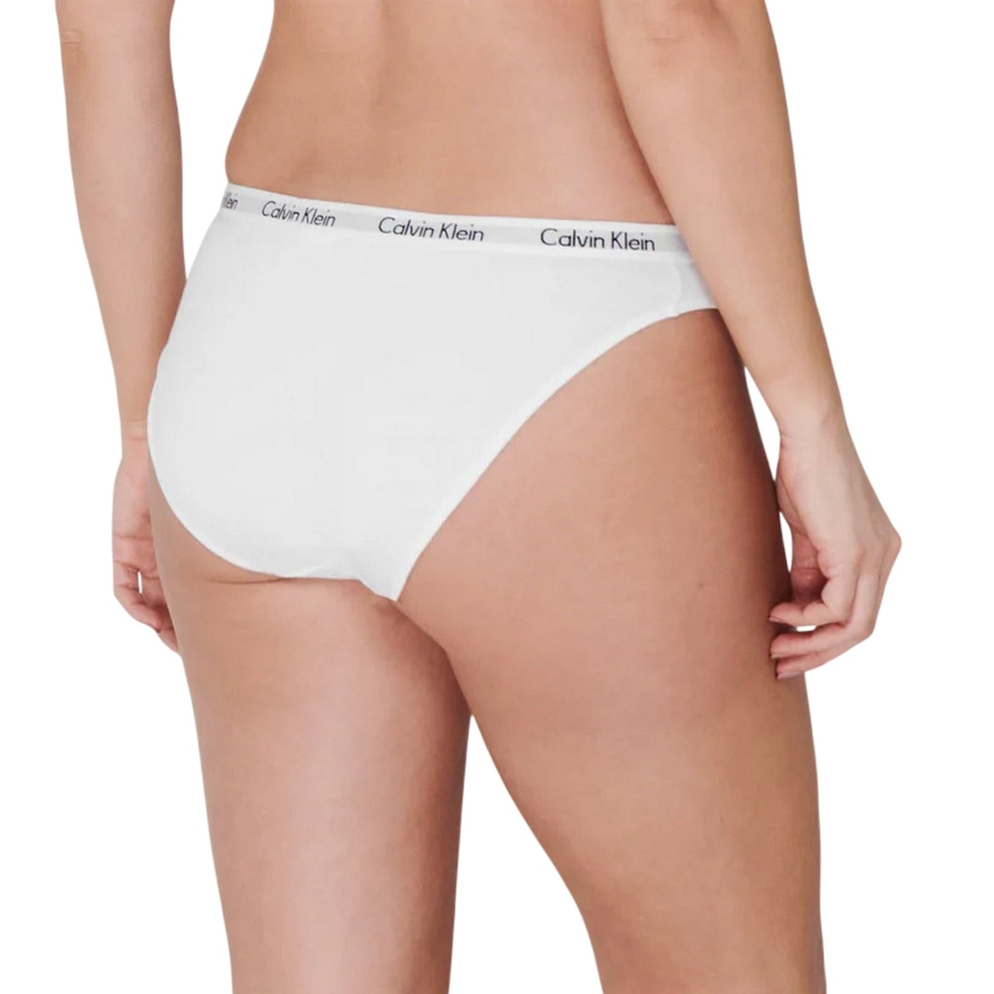 White - Lifestyle - Calvin Klein Womens-Ladies Carousel Cotton Blend Bikini Bottoms