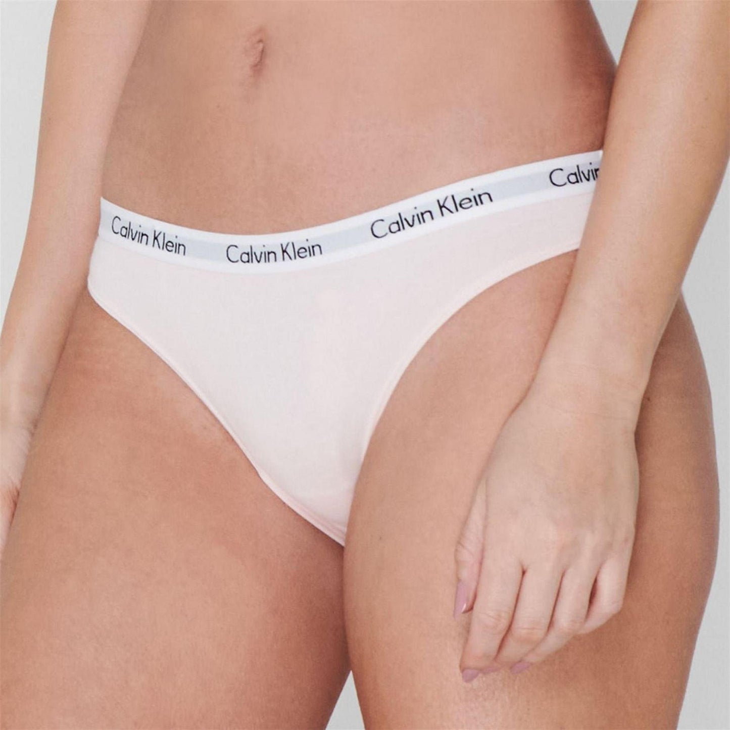 White-Black - Front - Calvin Klein Womens-Ladies Carousel Cotton Blend Bikini Bottoms