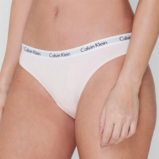 White-Black - Front - Calvin Klein Womens-Ladies Carousel Cotton Blend Bikini Bottoms