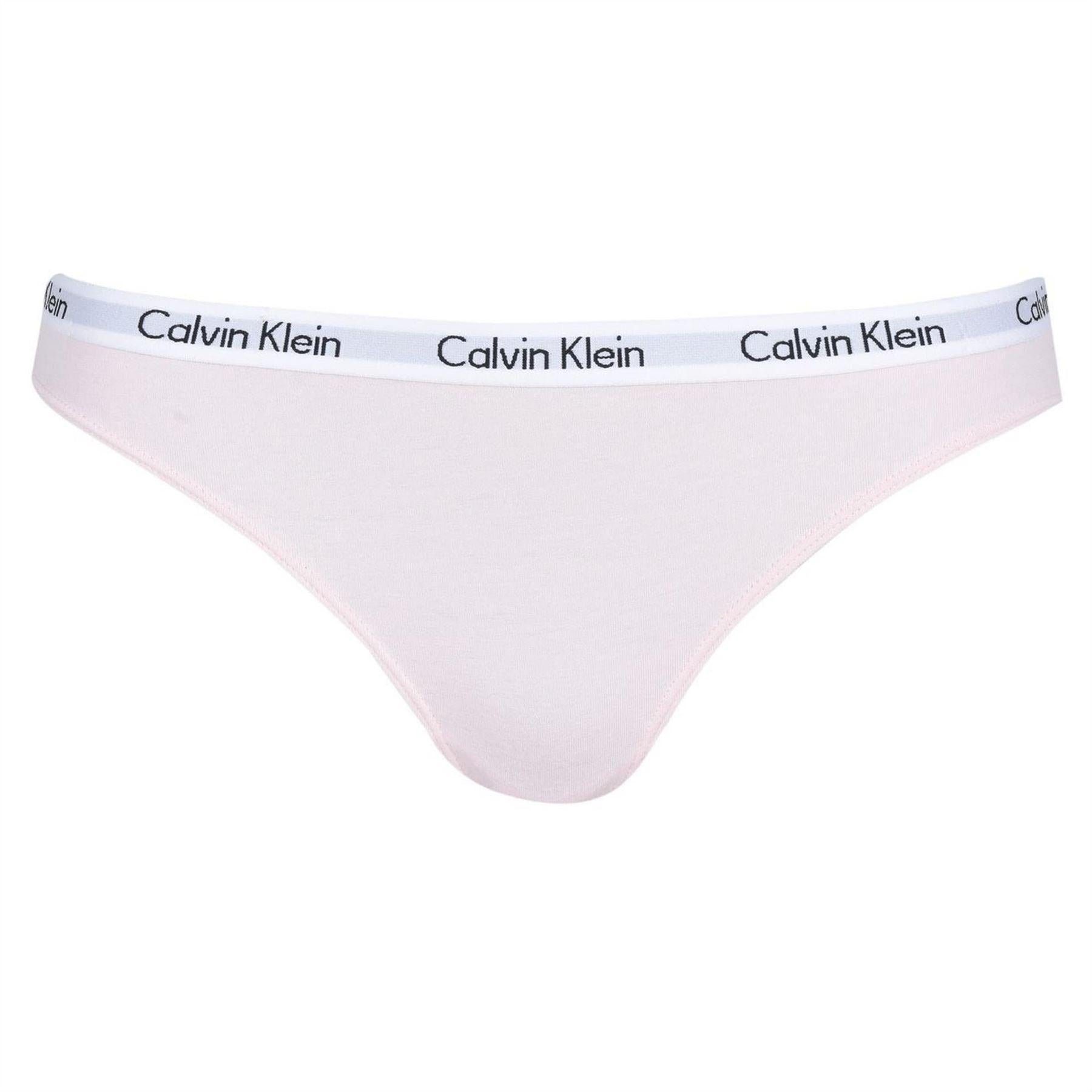 White-Black - Back - Calvin Klein Womens-Ladies Carousel Cotton Blend Bikini Bottoms
