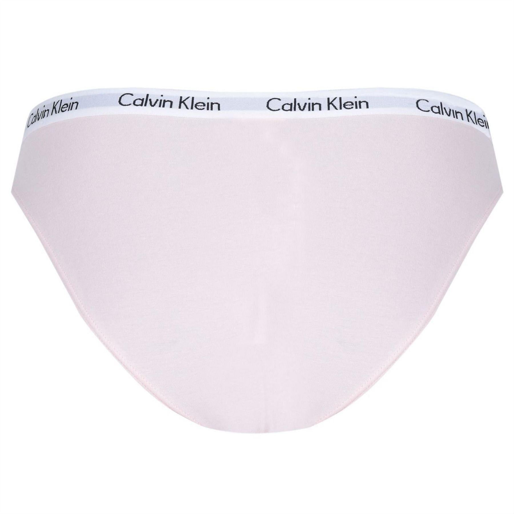 White-Black - Pack Shot - Calvin Klein Womens-Ladies Carousel Cotton Blend Bikini Bottoms