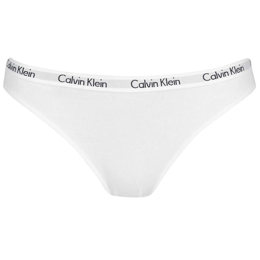White - Front - Calvin Klein Womens-Ladies Carousel Cotton Blend Bikini Bottoms
