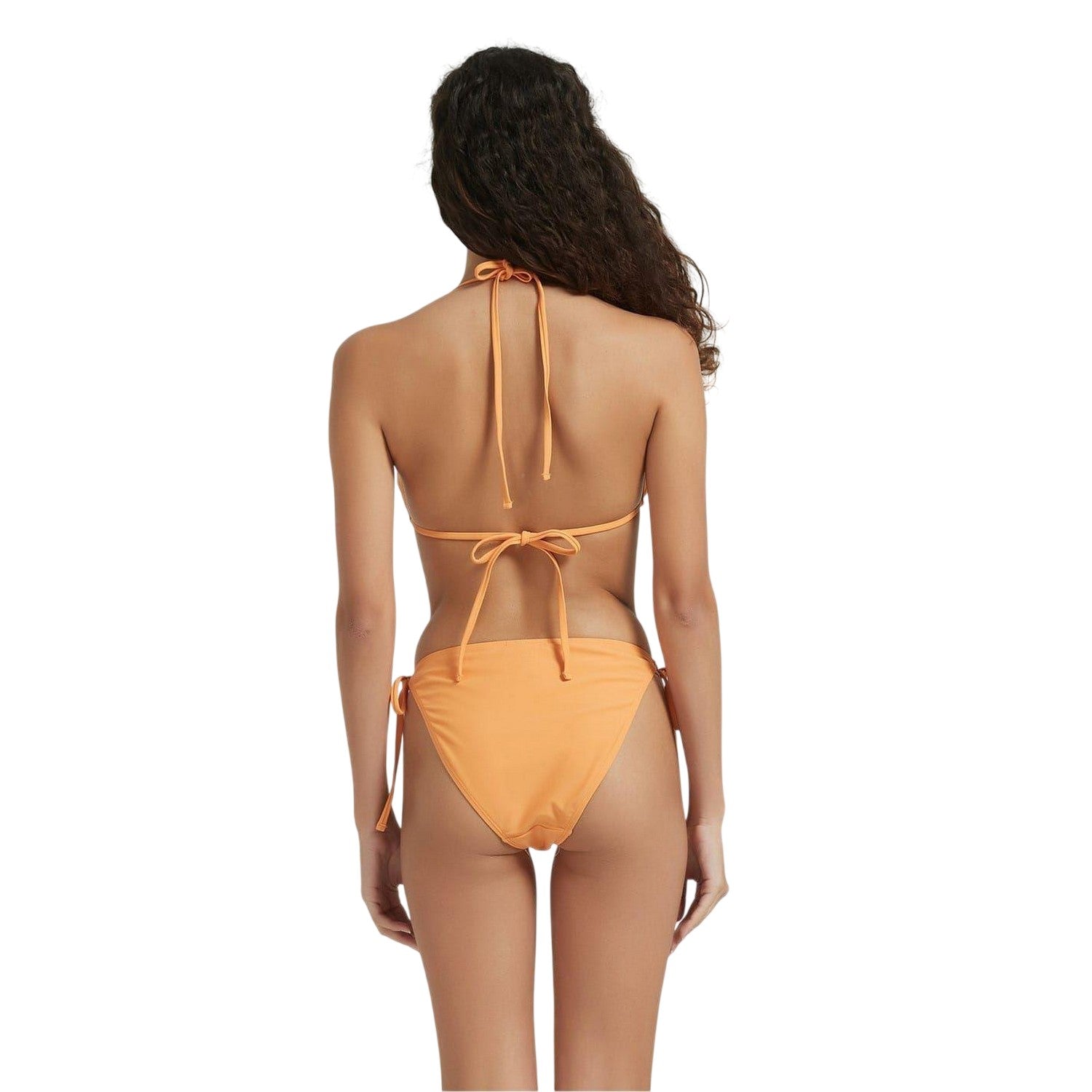 Orange - Back - Be You Womens-Ladies Triangle Tie Neck Bikini Top