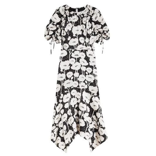 Black - Front - Ted Baker Womens-Ladies Abriee Poppy Floral Puff Sleeve Midi Dress