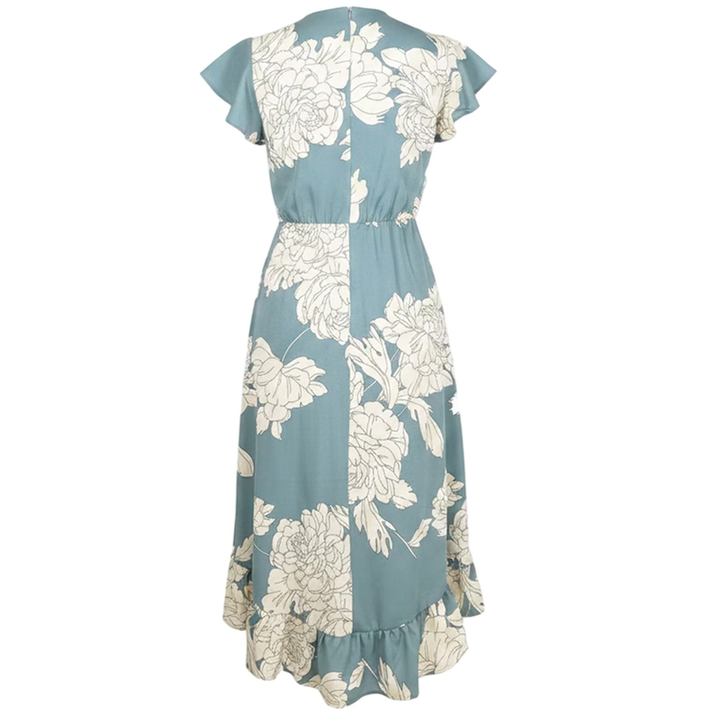 Duck Egg-Cream - Back - AX Paris Womens-Ladies Floral Polyester Midi Dress
