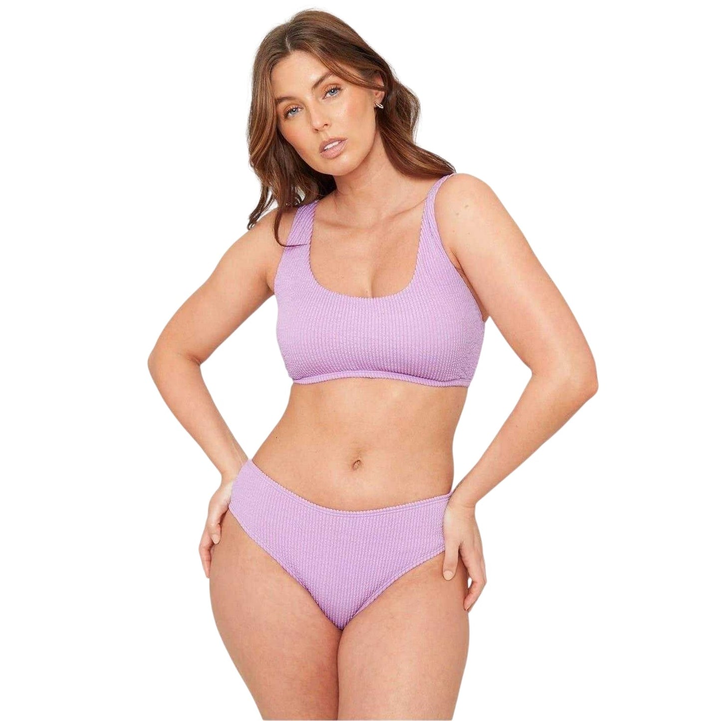 Lilac - Front - Be You Womens-Ladies Textured Bikini Bottoms
