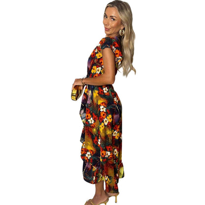 Multicoloured - Side - AX Paris Womens-Ladies Floral Frill Hem Wrap Dress