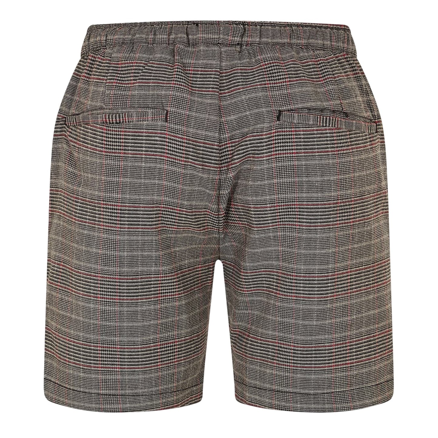 Black-Grey-Red - Back - Brave Soul Mens Plaid Shorts