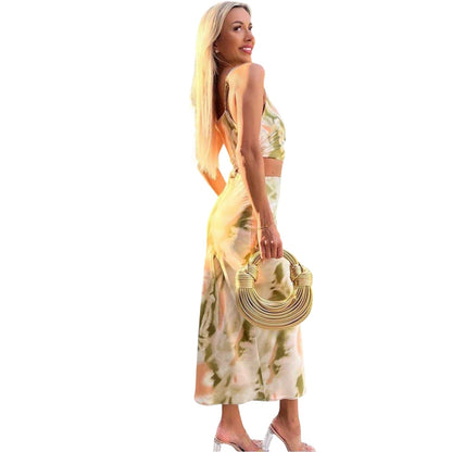 Multicoloured - Back - AX Paris Womens-Ladies Marble Polyester Asymmetric Cut Out Midi Dress