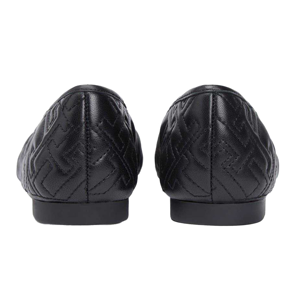 Black - Back - Tommy Hilfiger Womens-Ladies Leather Quilted Ballerina Flats