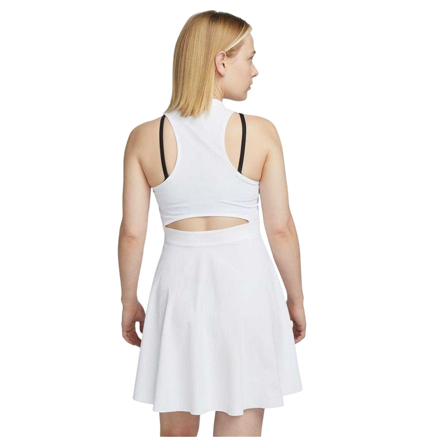 White-Black - Back - Nike Womens-Ladies Dri-FIT Notch Neck Tennis Mini Dress