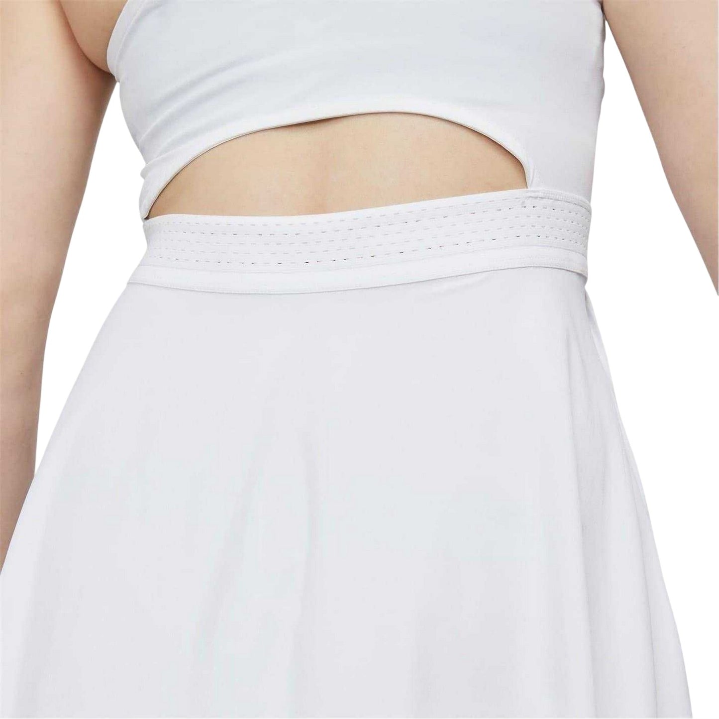 White-Black - Side - Nike Womens-Ladies Dri-FIT Notch Neck Tennis Mini Dress