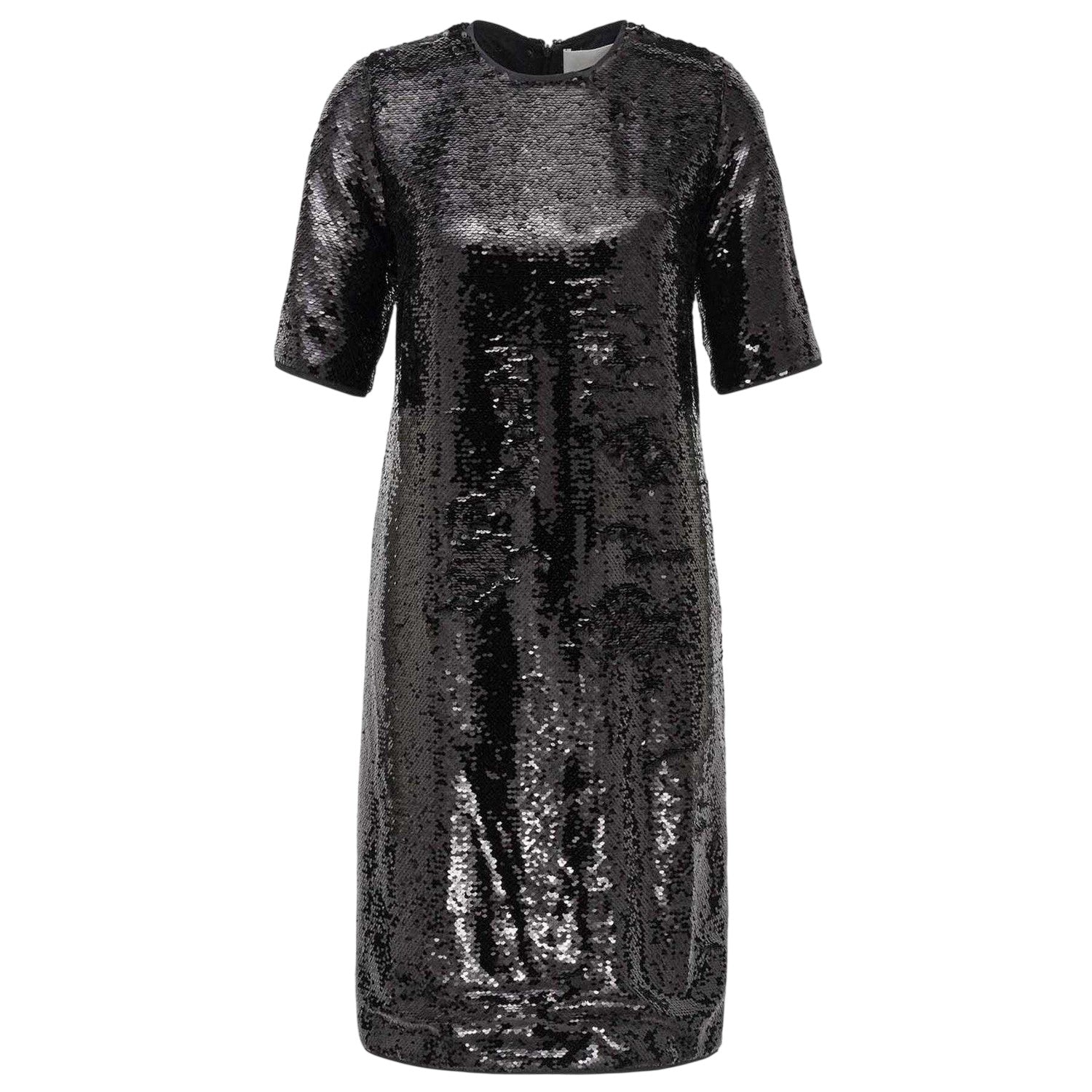 Black Print - Front - Boss Womens-Ladies Sequin Polyester Shift Dress