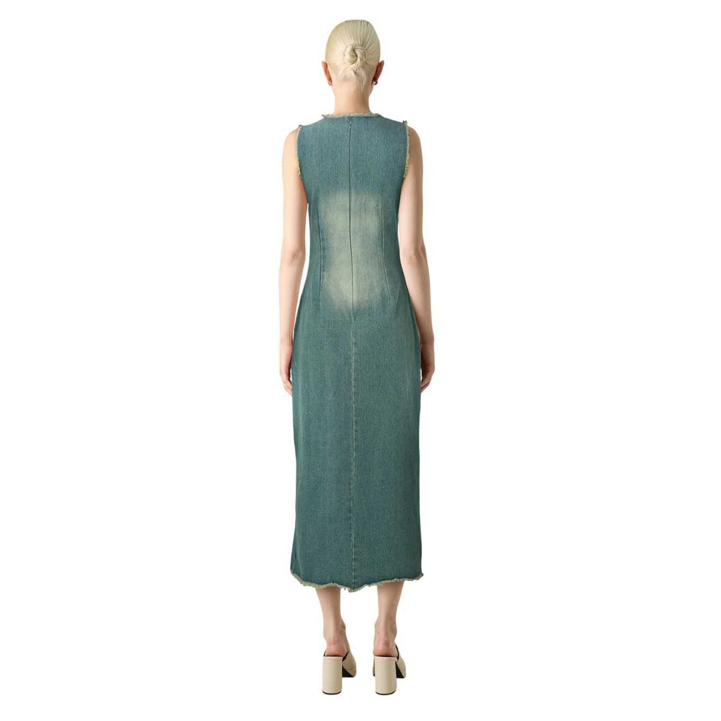 Blue - Back - The Ragged Priest Womens-Ladies Denim Distressed Hem Maxi Dress