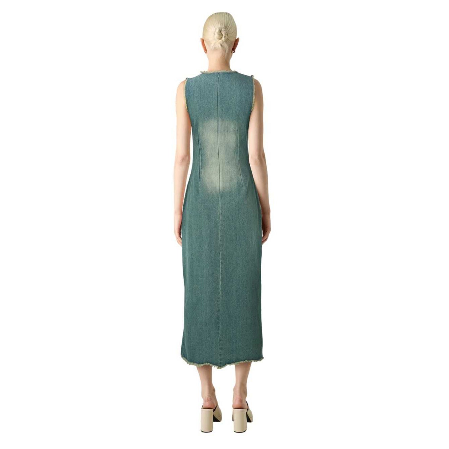 Blue - Back - The Ragged Priest Womens-Ladies Denim Distressed Hem Maxi Dress