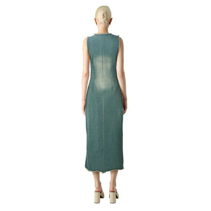 Blue - Back - The Ragged Priest Womens-Ladies Denim Distressed Hem Maxi Dress