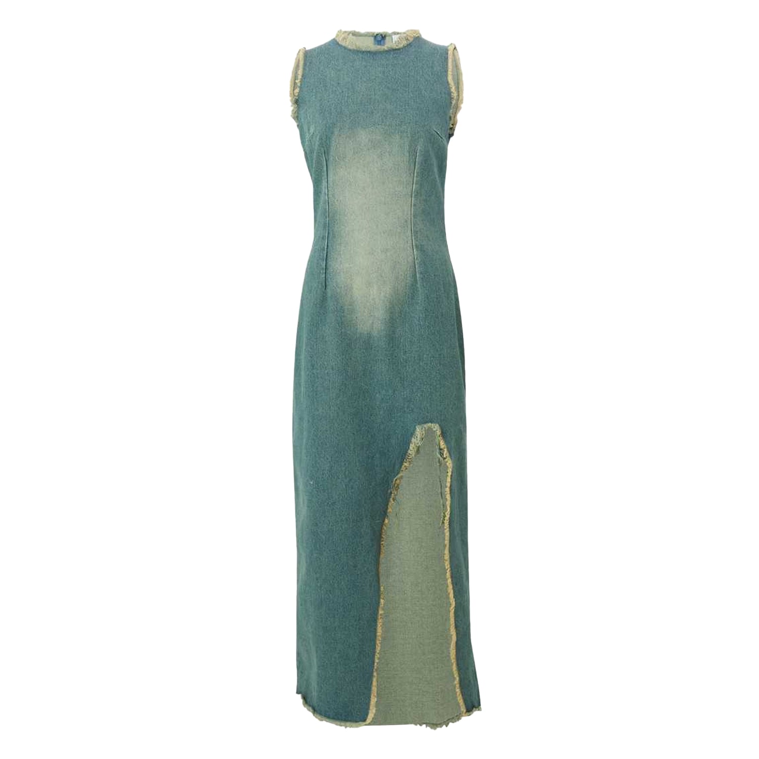 Blue - Front - The Ragged Priest Womens-Ladies Denim Distressed Hem Maxi Dress