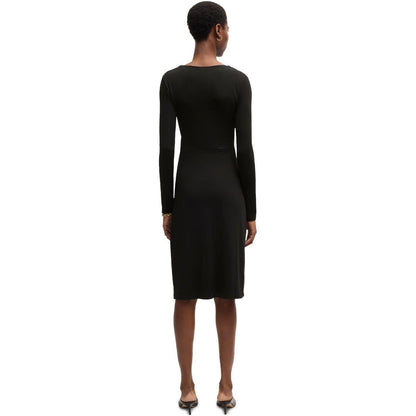 Black - Back - Boss Womens-Ladies Eular Surplice Long-Sleeved Wrap Dress