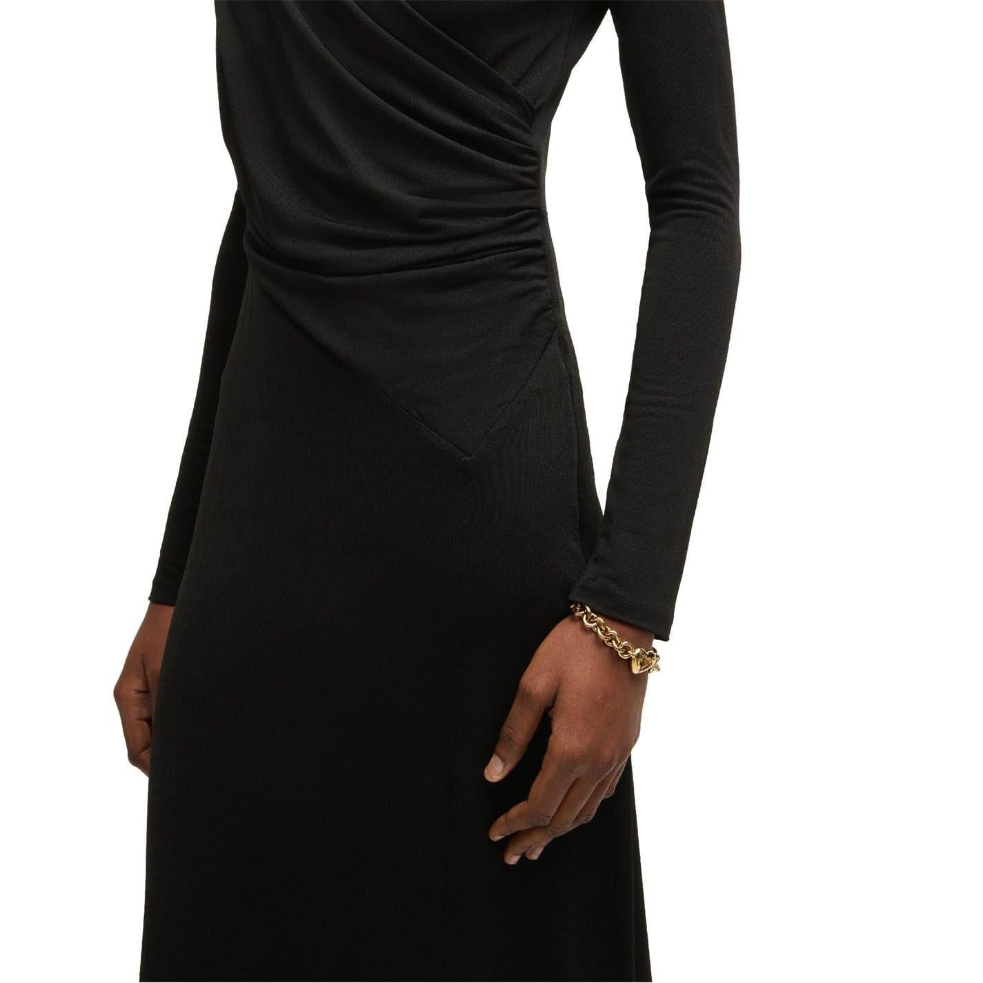 Black - Lifestyle - Boss Womens-Ladies Eular Surplice Long-Sleeved Wrap Dress