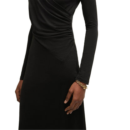 Black - Lifestyle - Boss Womens-Ladies Eular Surplice Long-Sleeved Wrap Dress
