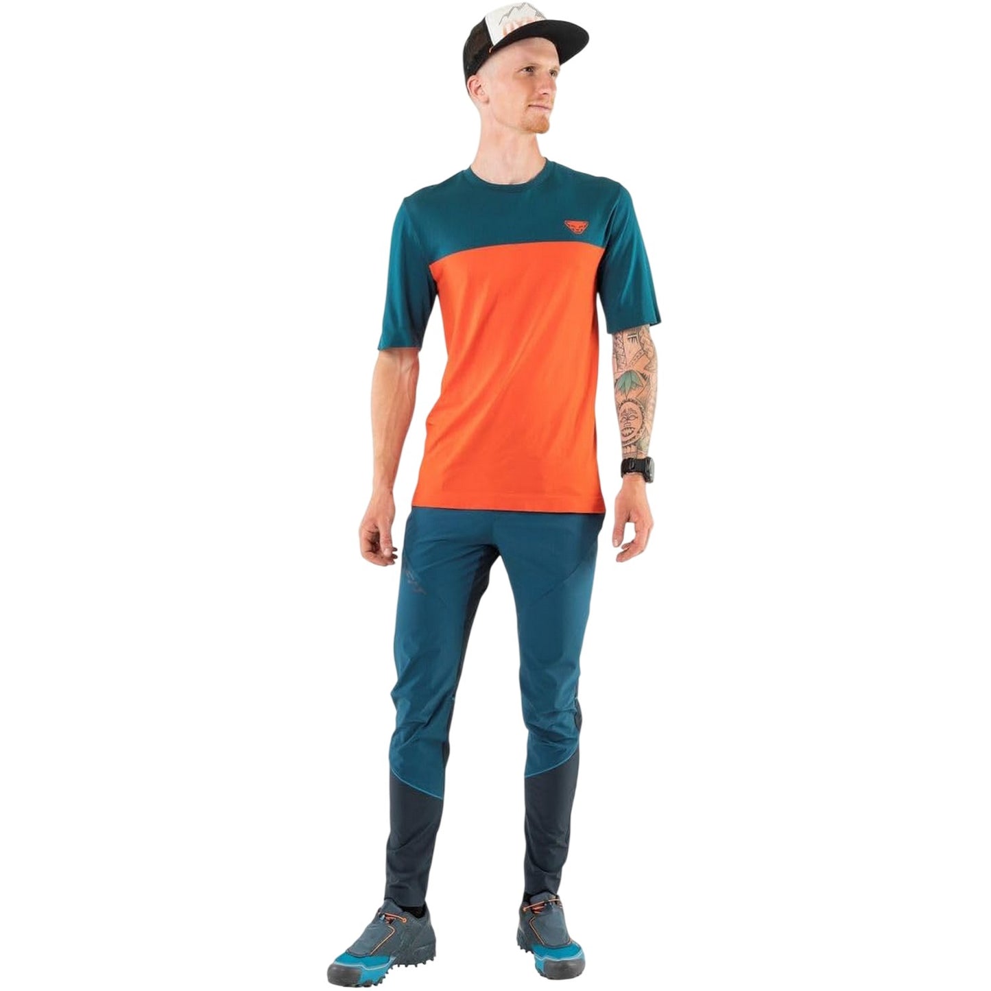 Dawn Blue - Side - Dynafit Mens Colour Block Logo Regular T-Shirt