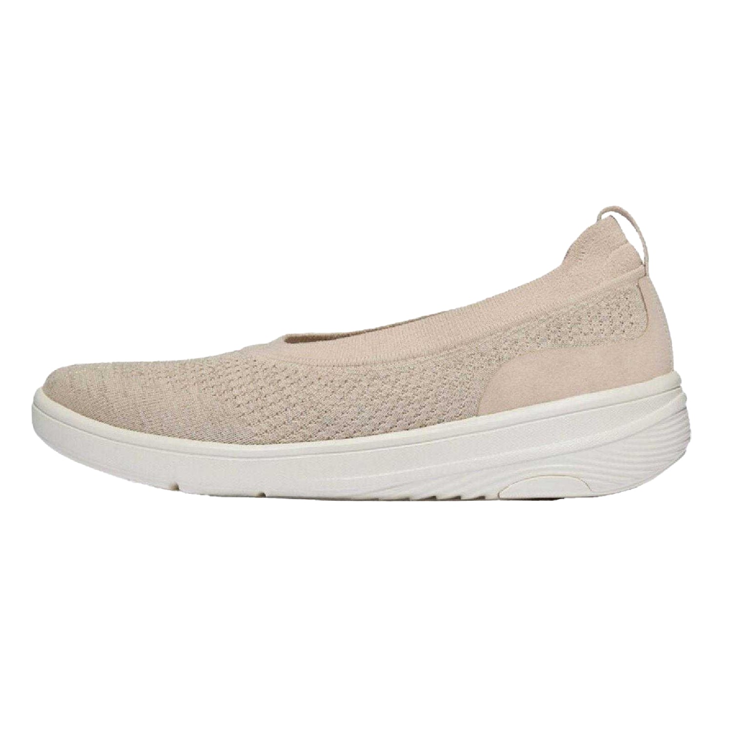 Beige - Back - Fit Flop Womens-Ladies Knitted Ballet Flats