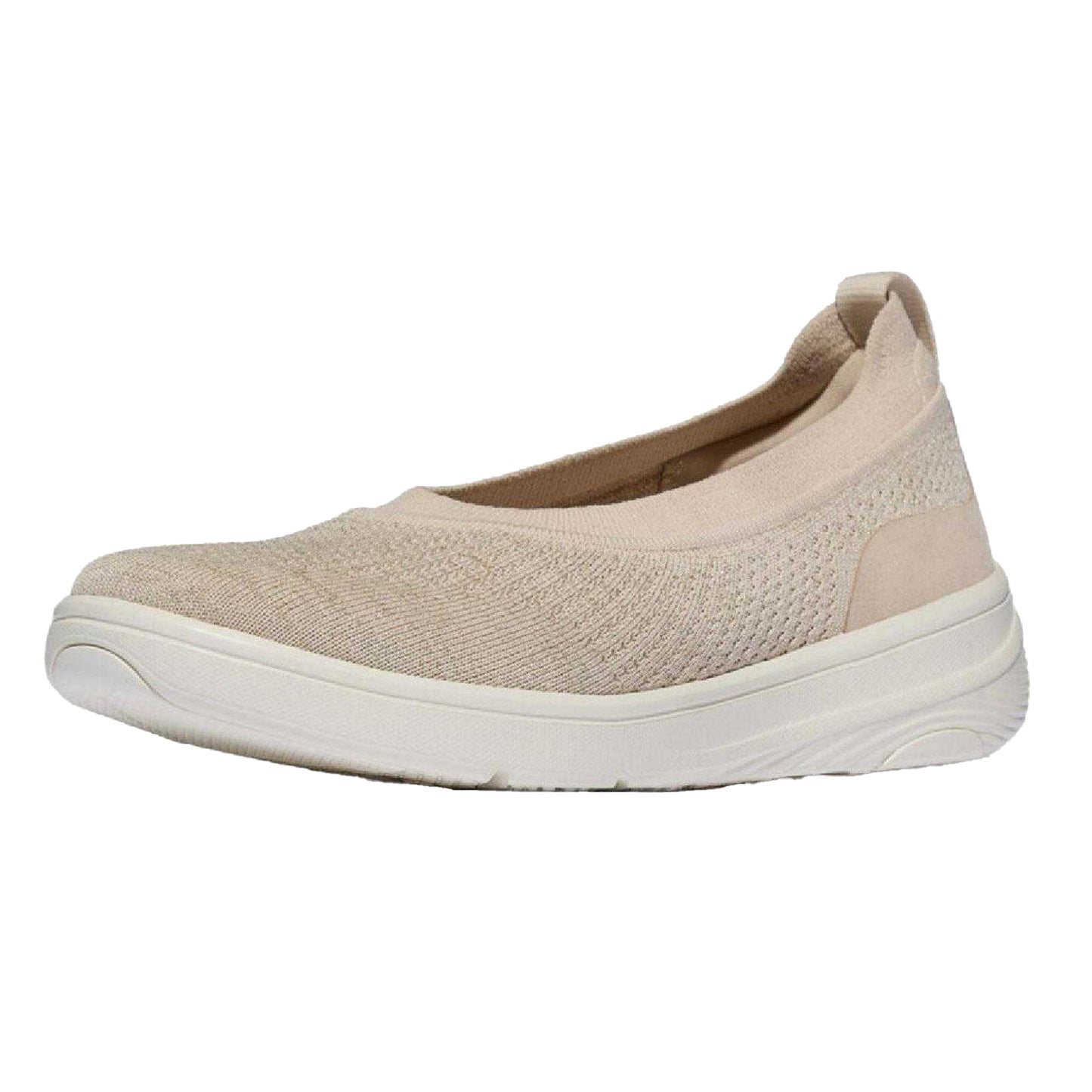 Beige - Pack Shot - Fit Flop Womens-Ladies Knitted Ballet Flats