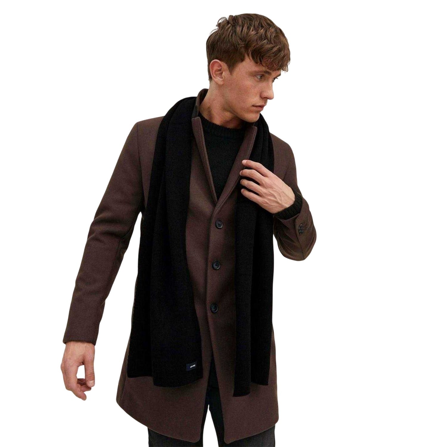 Black - Side - Jack And Jones Jacdna Logo Knitted Scarf