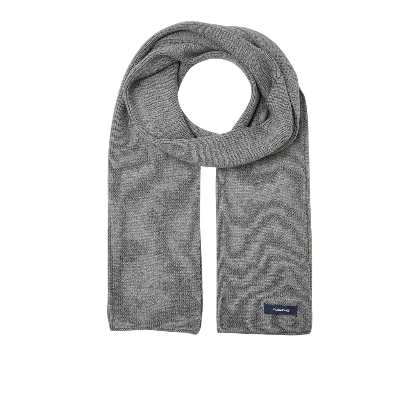 Grey Melange - Front - Jack And Jones Jacdna Logo Knitted Scarf