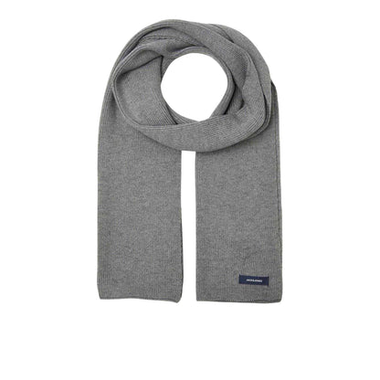 Grey Melange - Front - Jack And Jones Jacdna Logo Knitted Scarf