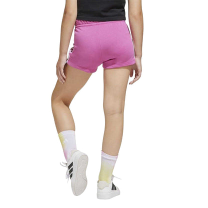 Pink-White - Back - Adidas Childrens-Kids Essential 3 Stripes Shorts