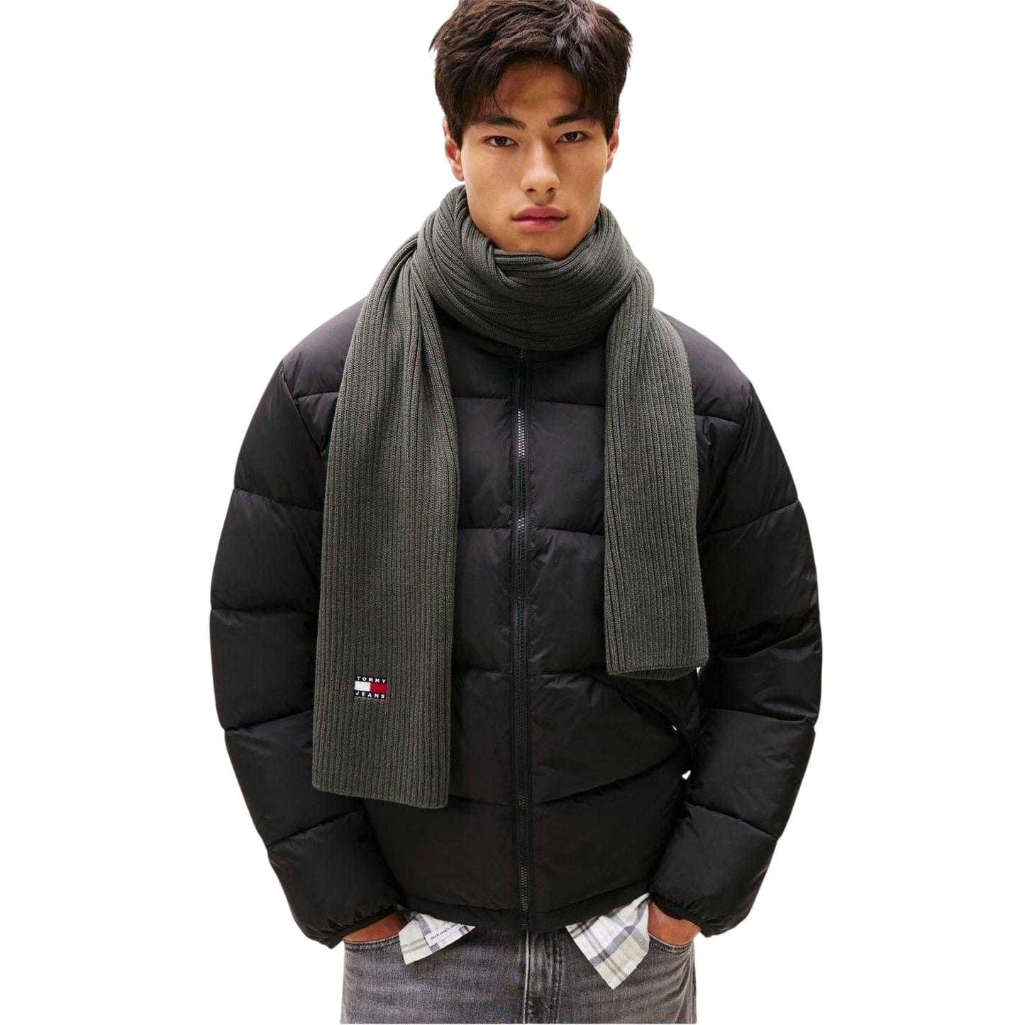 Pewter - Side - Tommy Jeans Unisex Adult Ribbed Scarf