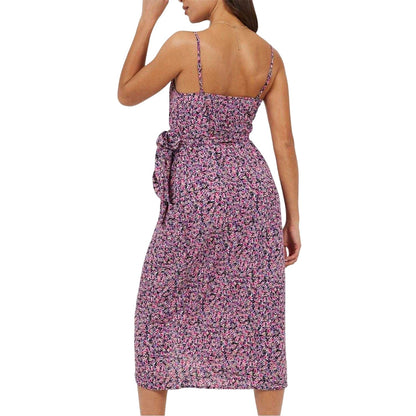 Pink - Back - Brave Soul Womens-Ladies Floral Sweetheart Wrap Dress