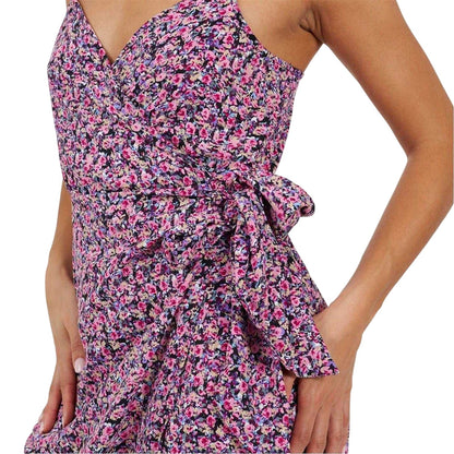 Pink - Side - Brave Soul Womens-Ladies Floral Sweetheart Wrap Dress