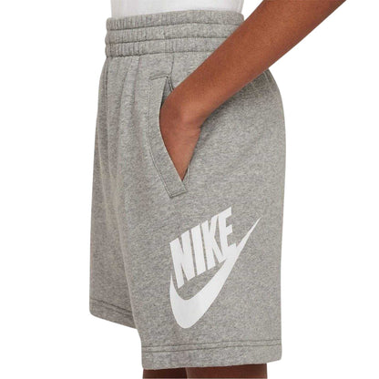 Grey - Side - Nike Childrens-Kids Hybrid Fleece Sweat Shorts