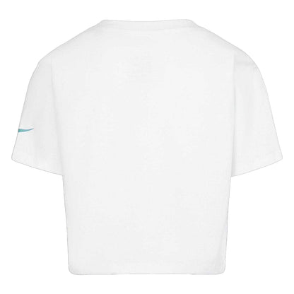 White - Back - Nike Girls Icon Gingham Boxy T-Shirt