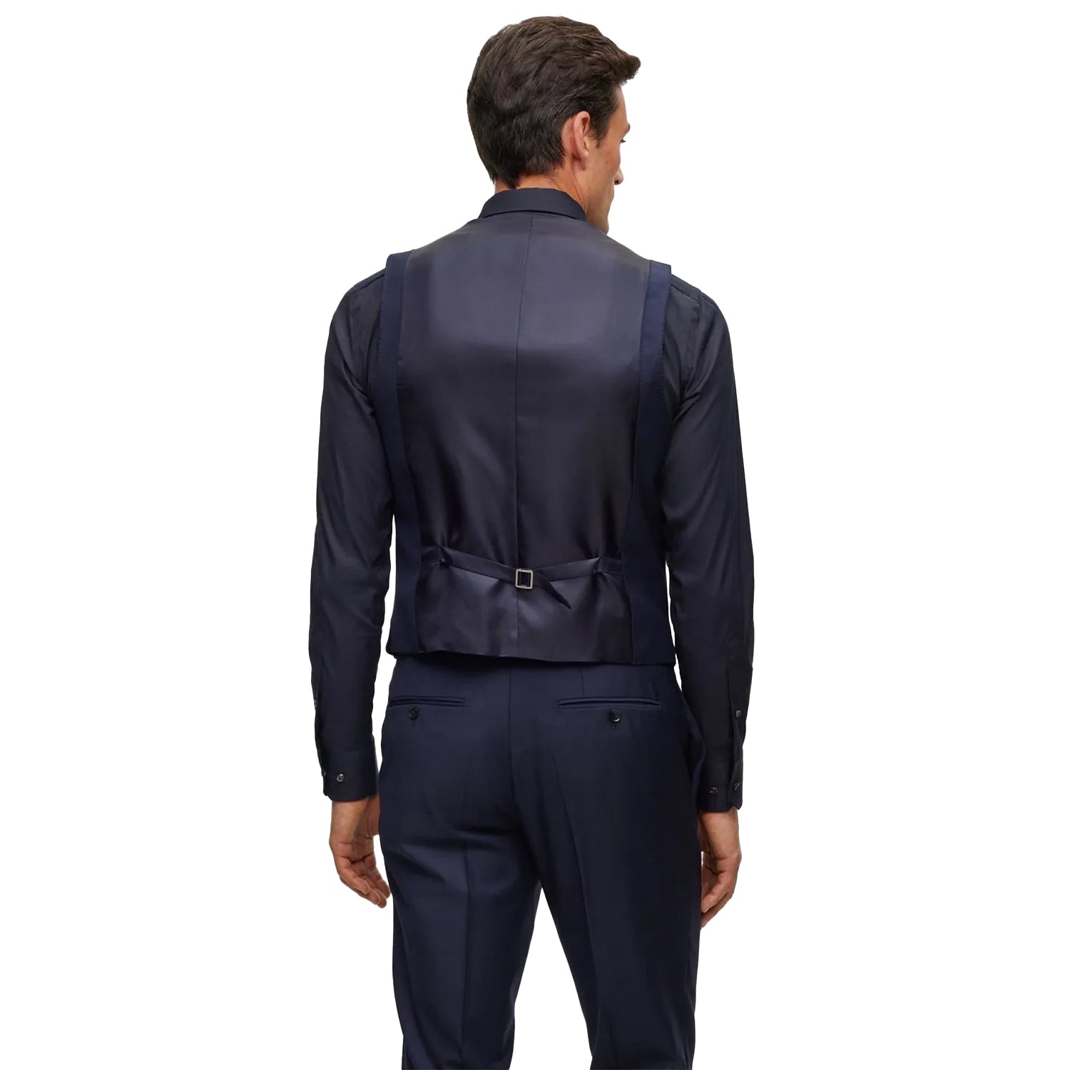 Navy - Back - Boss Mens T-Harvers Waistcoat