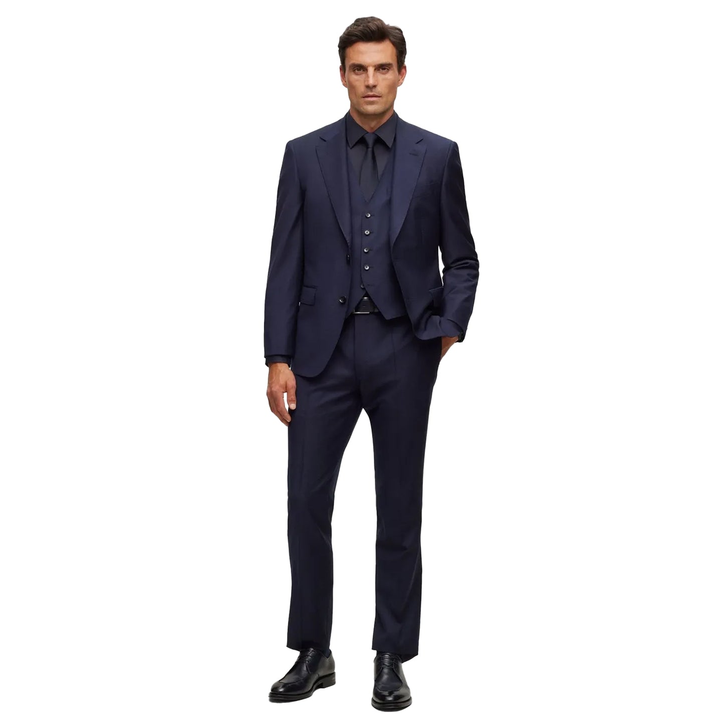 Navy - Side - Boss Mens T-Harvers Waistcoat