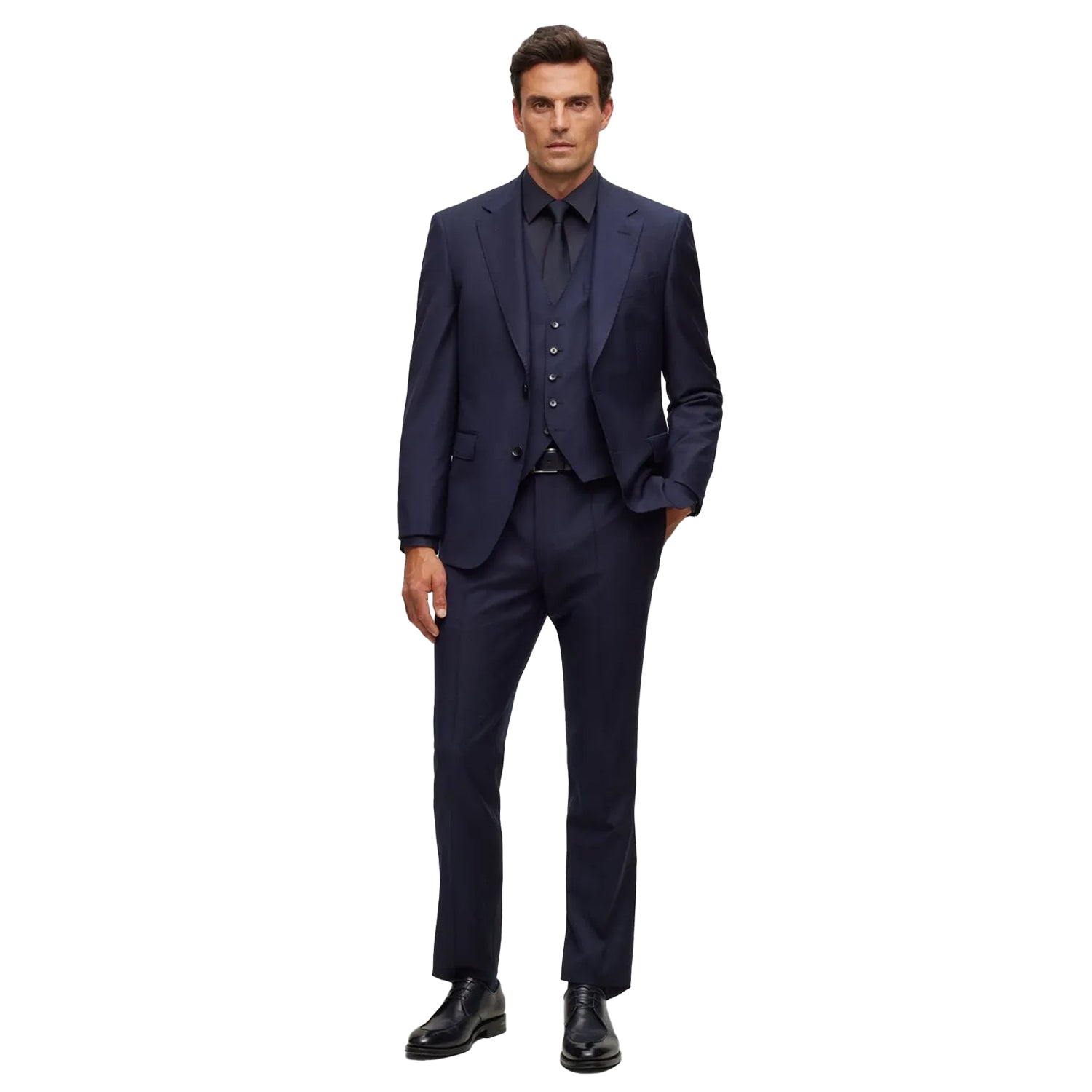 Navy - Side - Boss Mens T-Harvers Waistcoat