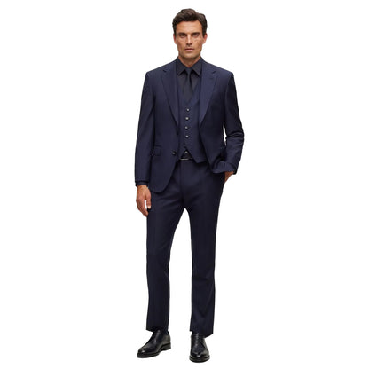 Navy - Side - Boss Mens T-Harvers Waistcoat